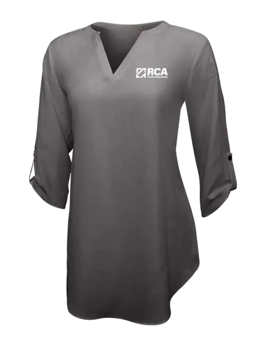 Dark Grey Womens 3/4 Sleeve Tunic Blouse w/RCA Logo