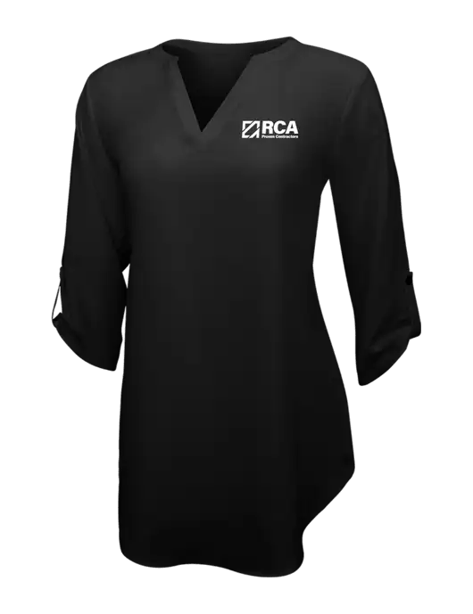 Womens Black 3/4 Sleeve Tunic Blouse w/RCA Logo