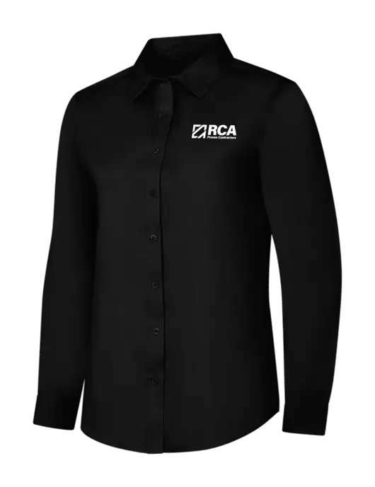 Womens Black Long Sleeve Superpro React Twill Shirt w/RCA Logo