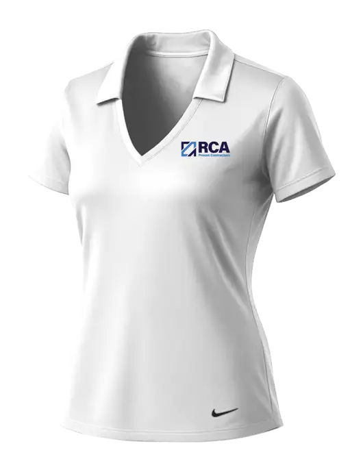 NIKE White Womens Dri-Fit Vertical Mesh Polo w/RCA Logo
