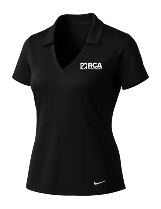 NIKE Black Womens Dri-Fit Vertical Mesh Polo w/RCA Logo