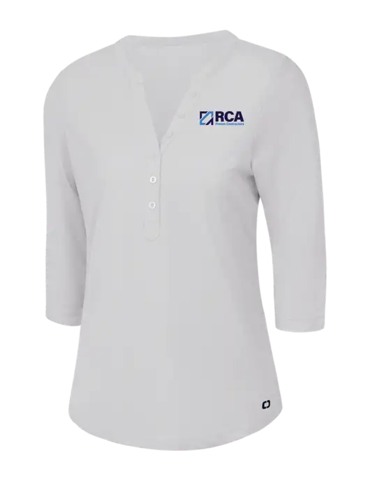 OGIO Bright White Jewel Henley w/RCA Logo