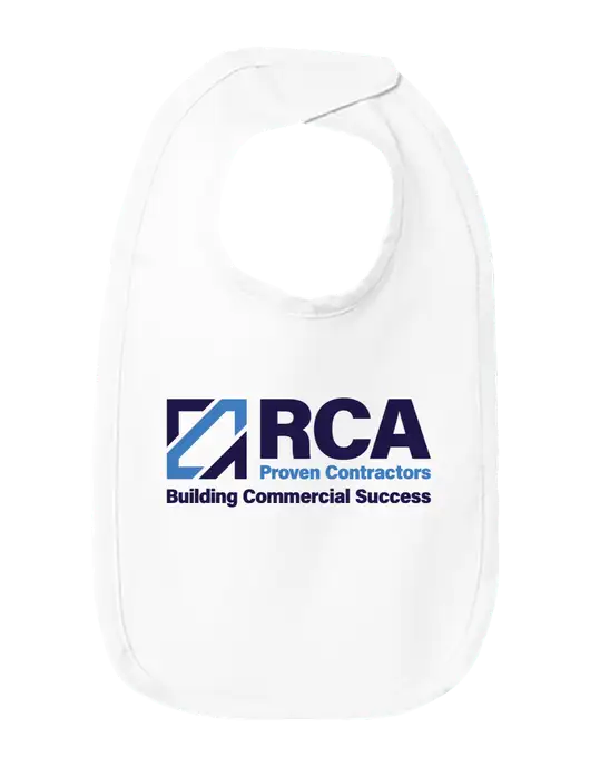 Rabbit Skins White Infant Premium Jersey Bib w/RCA Building Commercial Success Logo