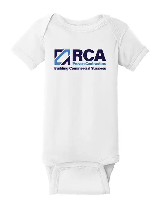 Rabbit Skins White Infant Short Sleeve Baby Rib Bodysuit w/RCA Building Commercial Success Logo