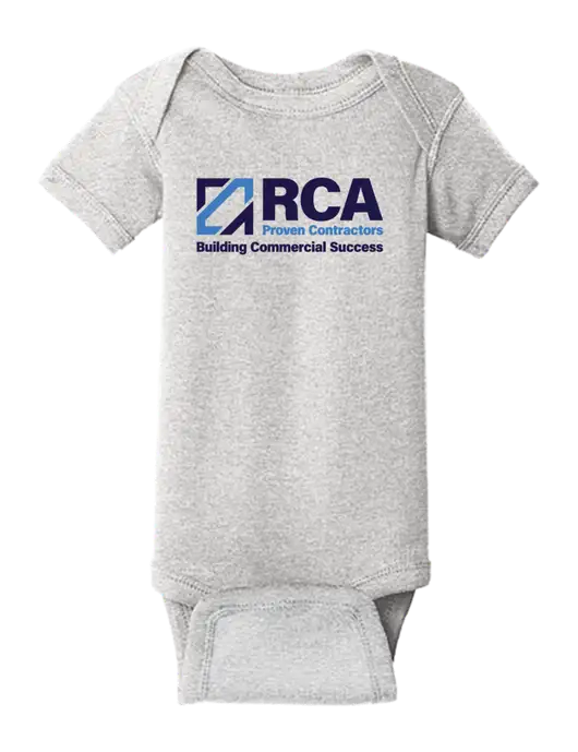Rabbit Skins Light Grey Heather Infant Short Sleeve Baby Rib Bodysuit w/RCA Building Commercial Success Logo