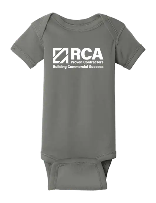 Rabbit Skins Charcoal Infant Short Sleeve Baby Rib Bodysuit w/RCA Building Commercial Success Logo