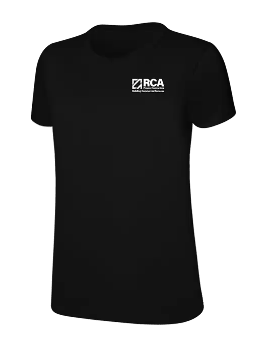 Womens Ring Spun Jet Black 4.5 oz T-Shirt w/RCA Building Commercial Success Logo