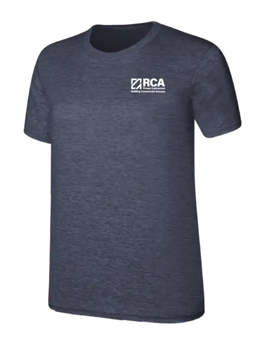 Womens Ring Spun Heather Navy 4.5 oz T-Shirt w/RCA Building Commercial Success Logo