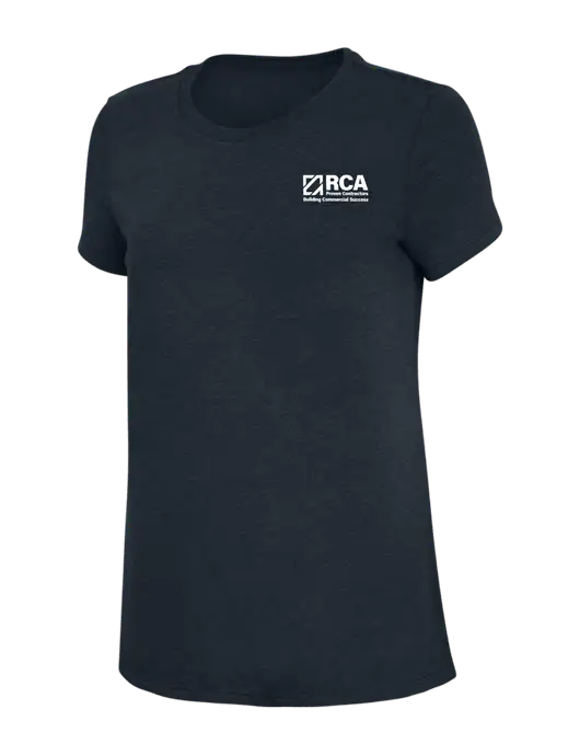 Womens Simply Soft Navy 4.5oz Poly/Combed Ring Spun Cotton T-Shirt w/RCA Building Commercial Success Logo