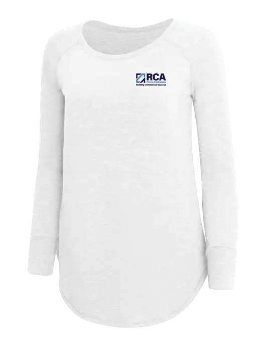 Womens Perfect Wide Collar Tunic Tri-Blend White 4.5 oz T-Shirt w/RCA Building Commercial Success Logo