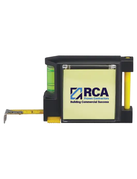 Combo Yellow Tape Measure and Level w/RCA Building Commercial Success Logo
