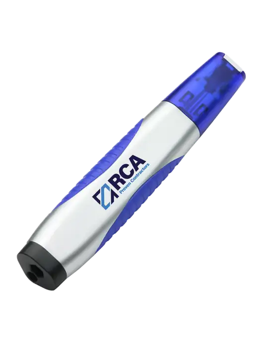 Silver/Blue Level Light Screwdriver Pen w/RCA Logo