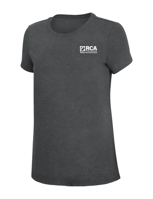 Womens Simply Soft Charcoal 4.5oz Poly/Combed Ring Spun Cotton T-Shirt w/RCA Building Commercial Success Logo