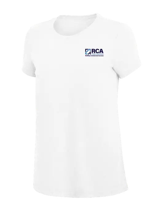 Womens Simply Soft White 4.5oz Poly/Combed Ring Spun Cotton T-Shirt
 w/RCA Building Commercial Success Logo