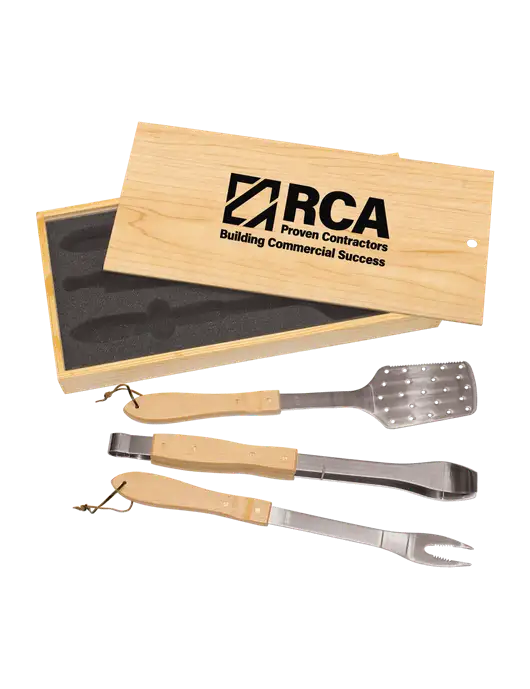 Wood BBQ Gift Set w/RCA Building Commercial Success Logo
