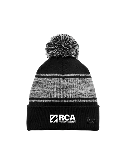 New Era Black/Charcoal Knit Chilled Pom Beanie w/RCA Logo