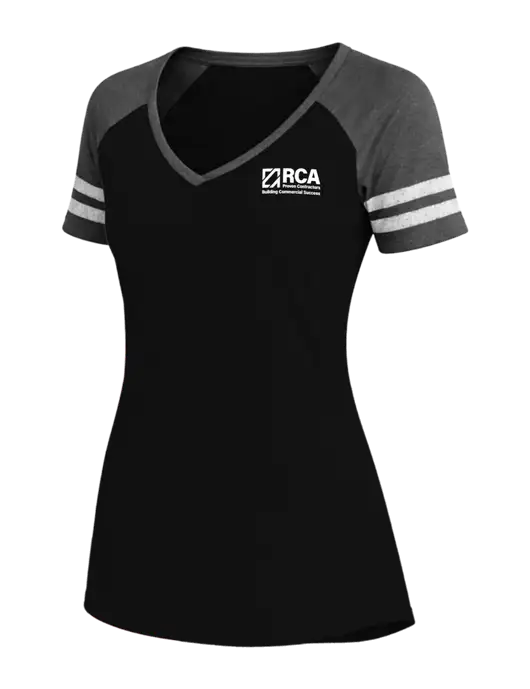 Womens Black/Charcoal Heather V-Neck Game Tee w/RCA Building Commercial Success Logo