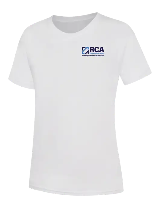 Womens White Core Blend Tee w/RCA Building Commercial Success Logo