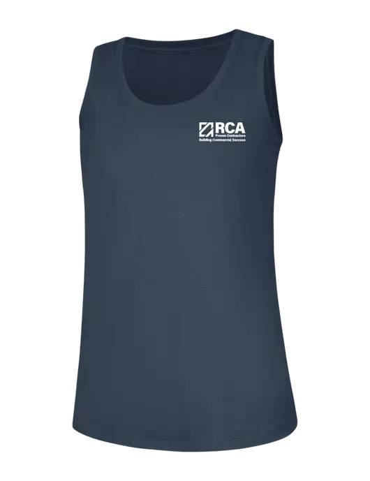 Womens Navy Frost Perfect Tri Racerback Tank w/RCA Building Commercial Success Logo