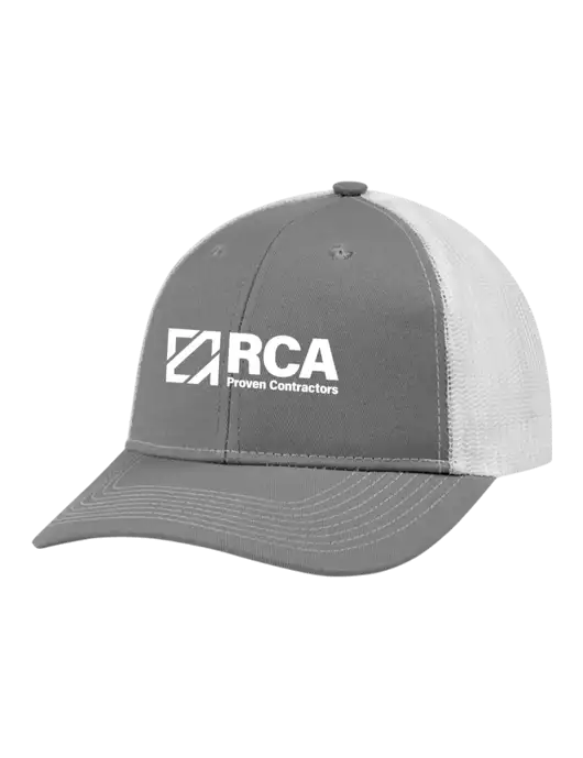 Snapback Ponytail Trucker Cap Light Medium Heather Grey w/White Mesh w/RCA Logo