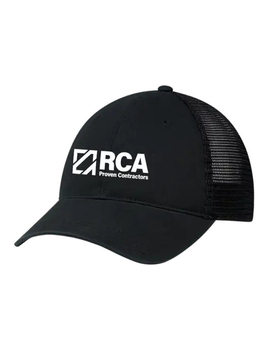 Richardson 111 Garment Washed Trucker Cap Black w/Black Mesh w/RCA Logo