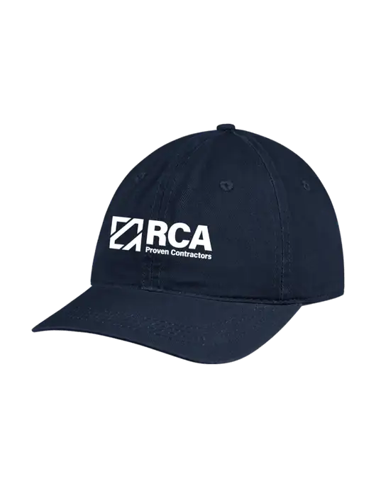 Garment Washed Unstructured Twill Navy Cap w/RCA Logo