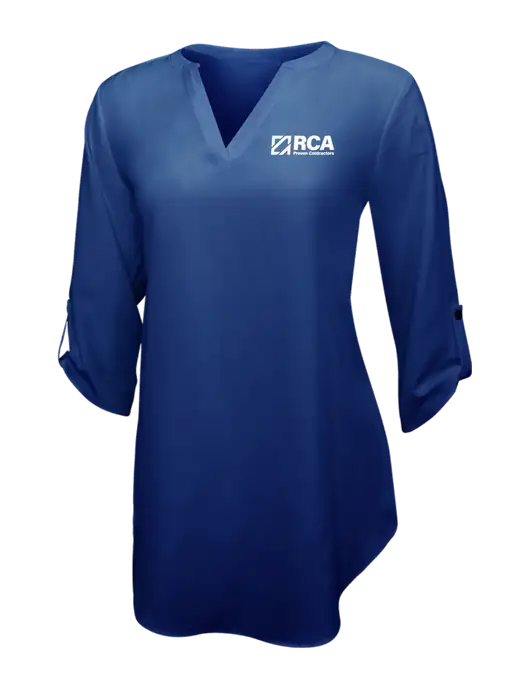 Dark Royal Womens 3/4 Sleeve Tunic Blouse w/RCA Logo