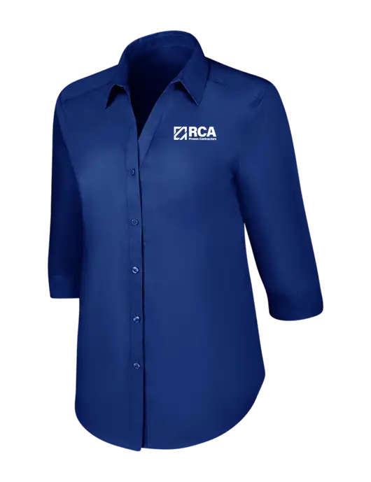Womens Royal 3/4 Sleeve Carefree Poplin Shirt w/RCA Logo
