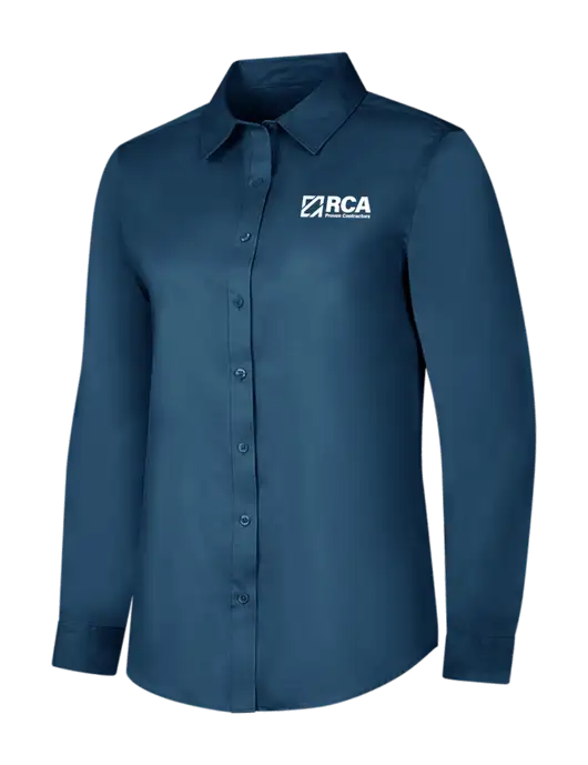 Light Navy Womens Long Sleeve Superpro React Twill Shirt w/RCA Logo