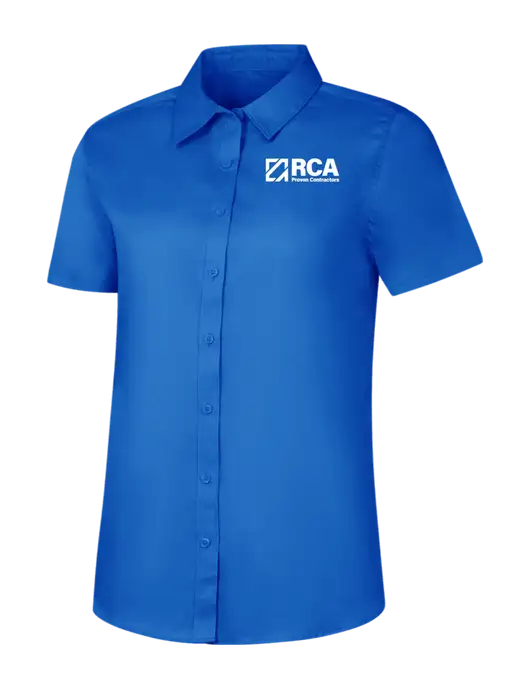 Womens Short Sleeve Royal Blue Superpro React Twill Shirt w/RCA Logo