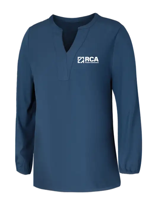 Mercer+Mettle Womens Light Navy Blue Grey Stretch Crepe 3/4 Sleeve Blouse w/RCA Logo