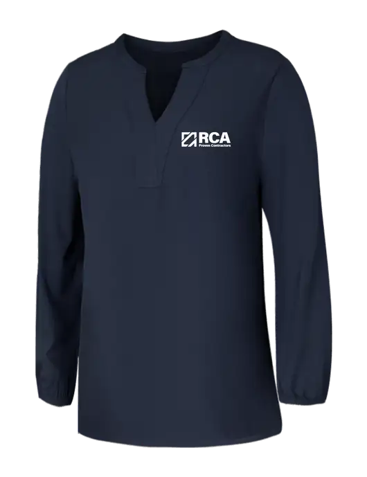 Mercer+Mettle Womens Navy Stretch Crepe 3/4 Sleeve Blouse w/RCA Logo