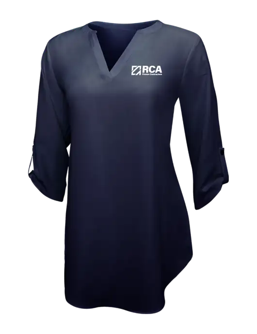 Navy Womens 3/4 Sleeve Tunic Blouse w/RCA Logo